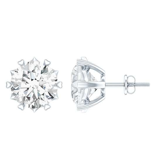 Round 2.7 Carat Moissanite Solitaire Stud Earrings in Sterling Silver