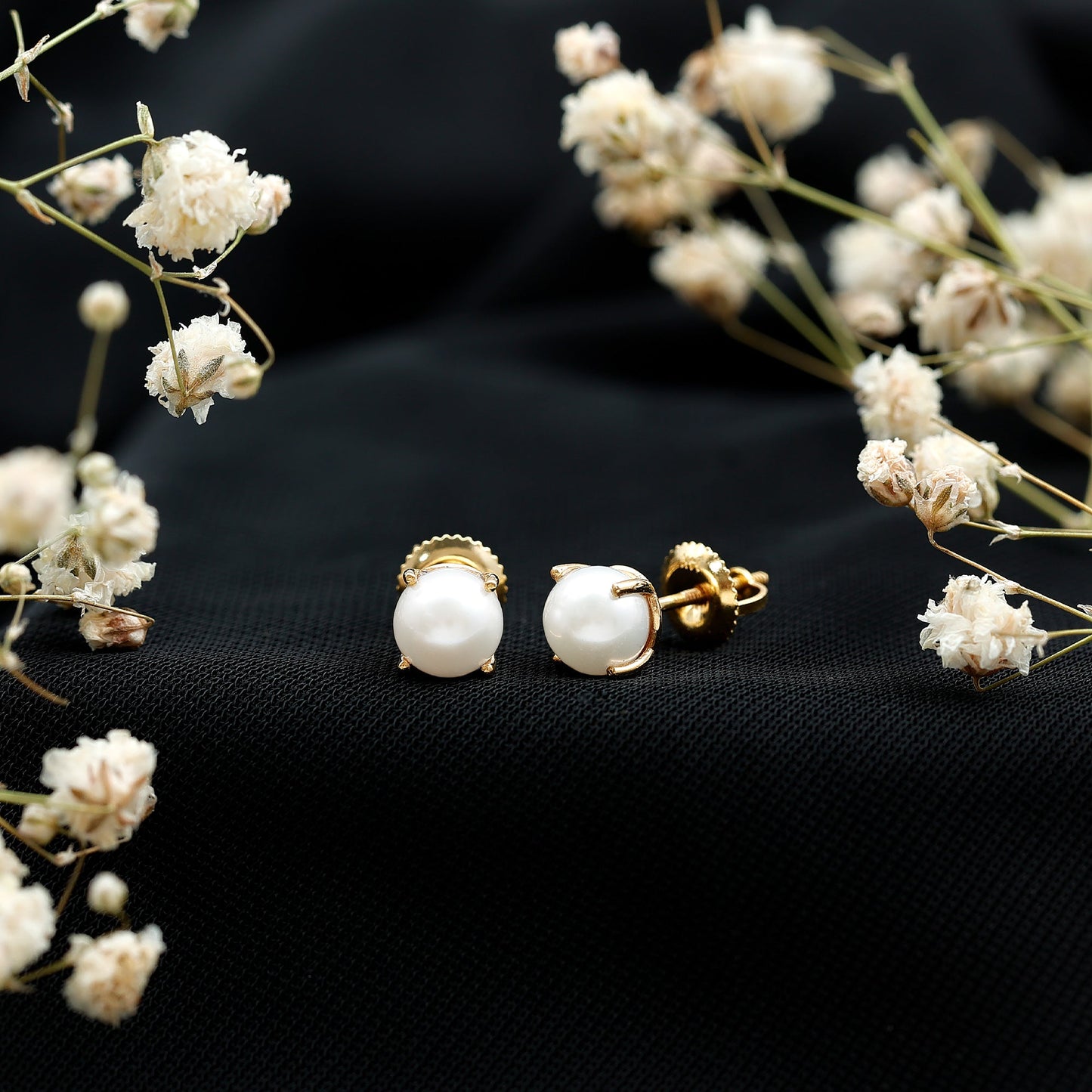 6 MM Round Freshwater Pearl Solitaire Stud Earrings
