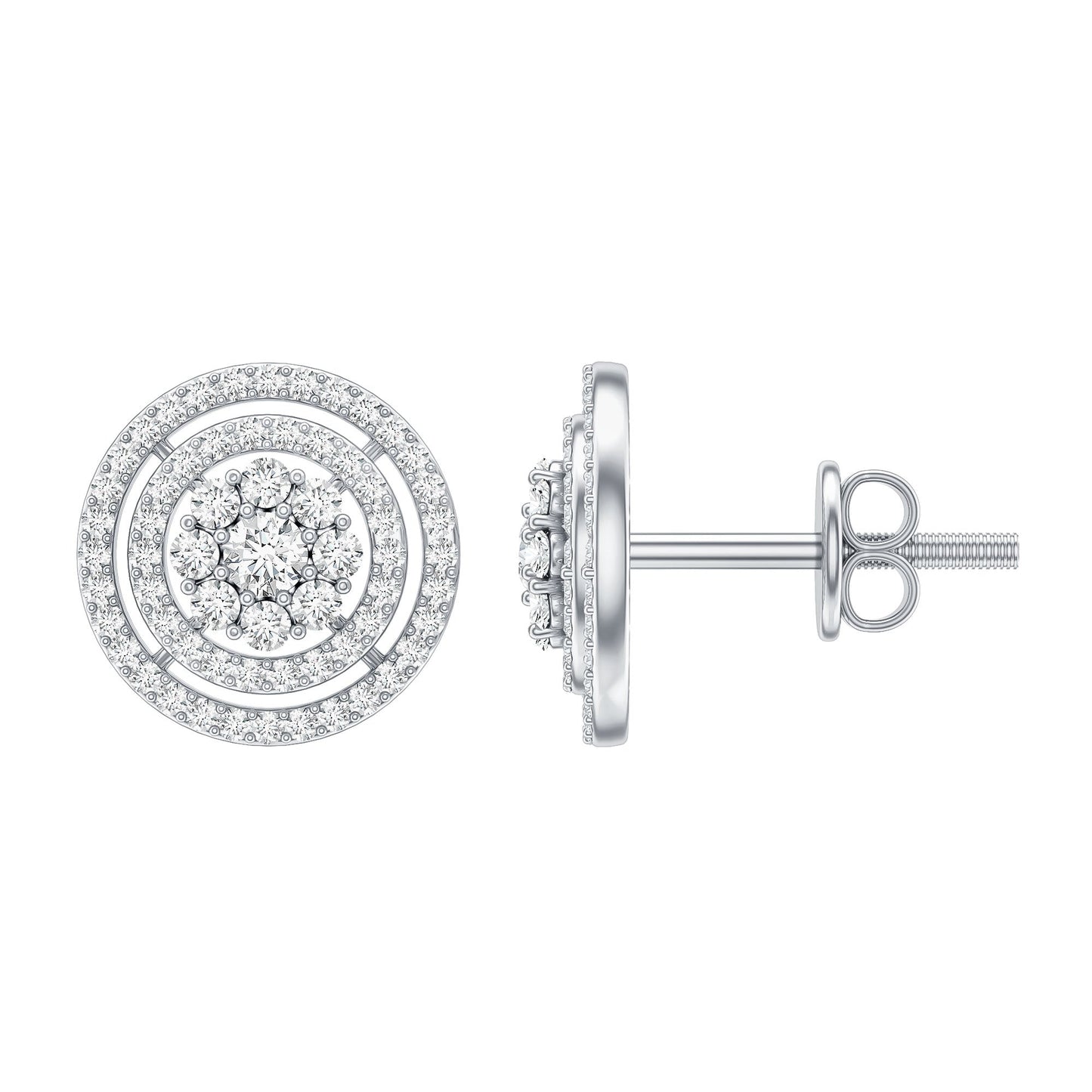 Flower Inspired Diamond Halo Stud Earrings