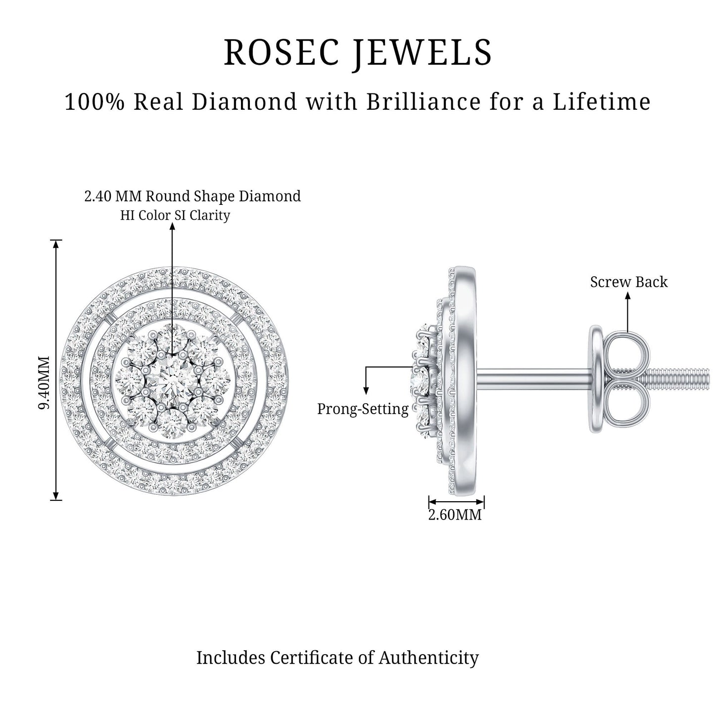 Flower Inspired Diamond Halo Stud Earrings