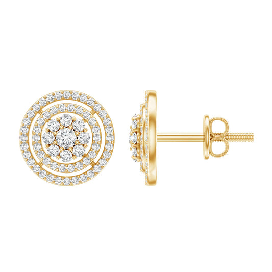 Flower Inspired Diamond Halo Stud Earrings