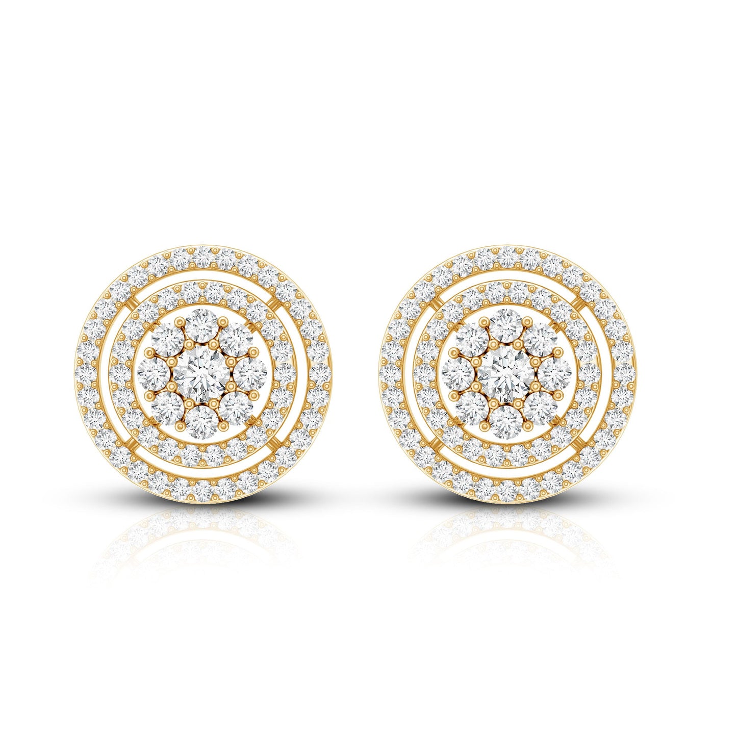 Flower Inspired Diamond Halo Stud Earrings