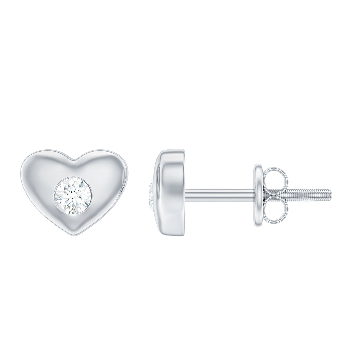 Gypsy Set Real Diamond Heart Stud Earrings