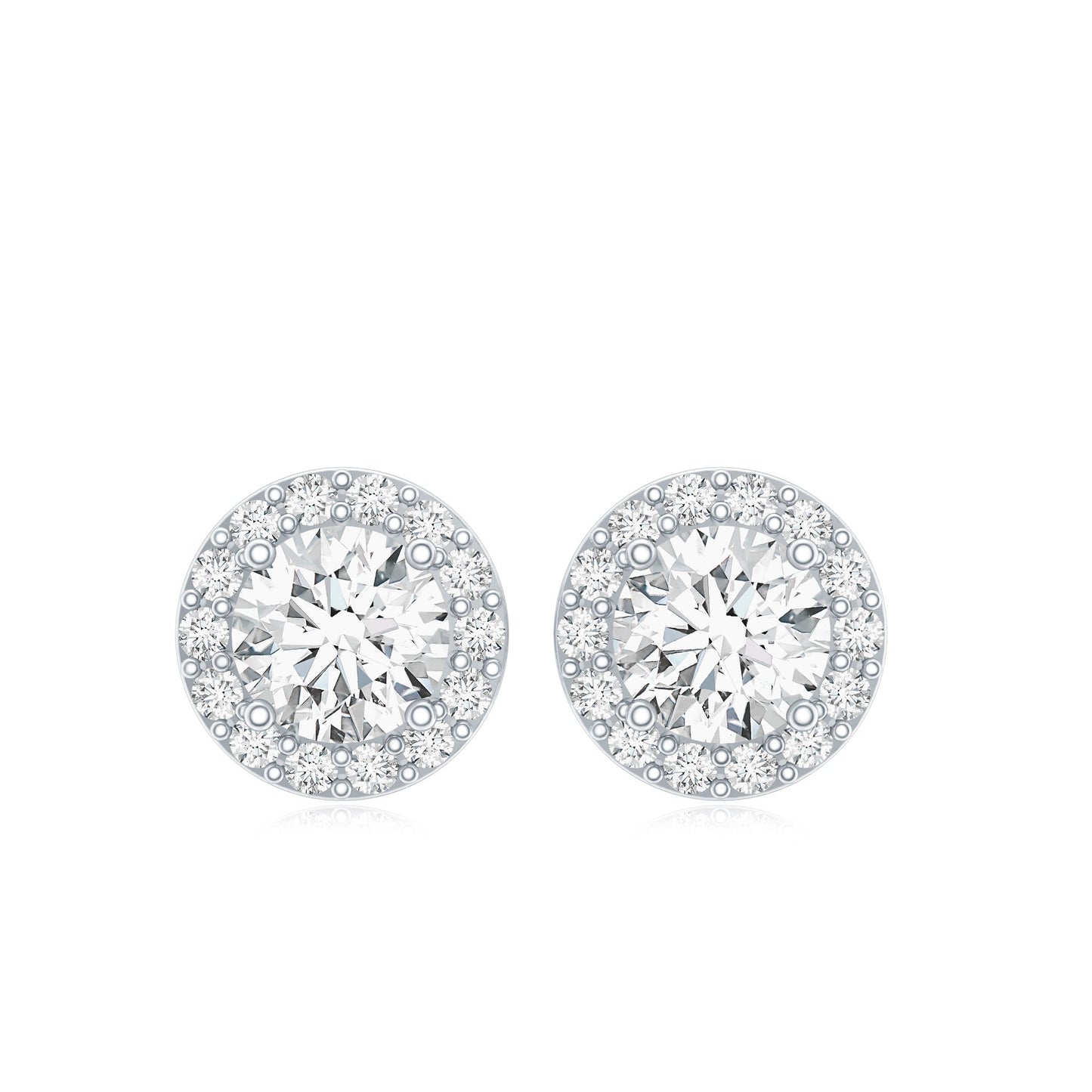 Certified Round Moissanite Halo Stud Earrings