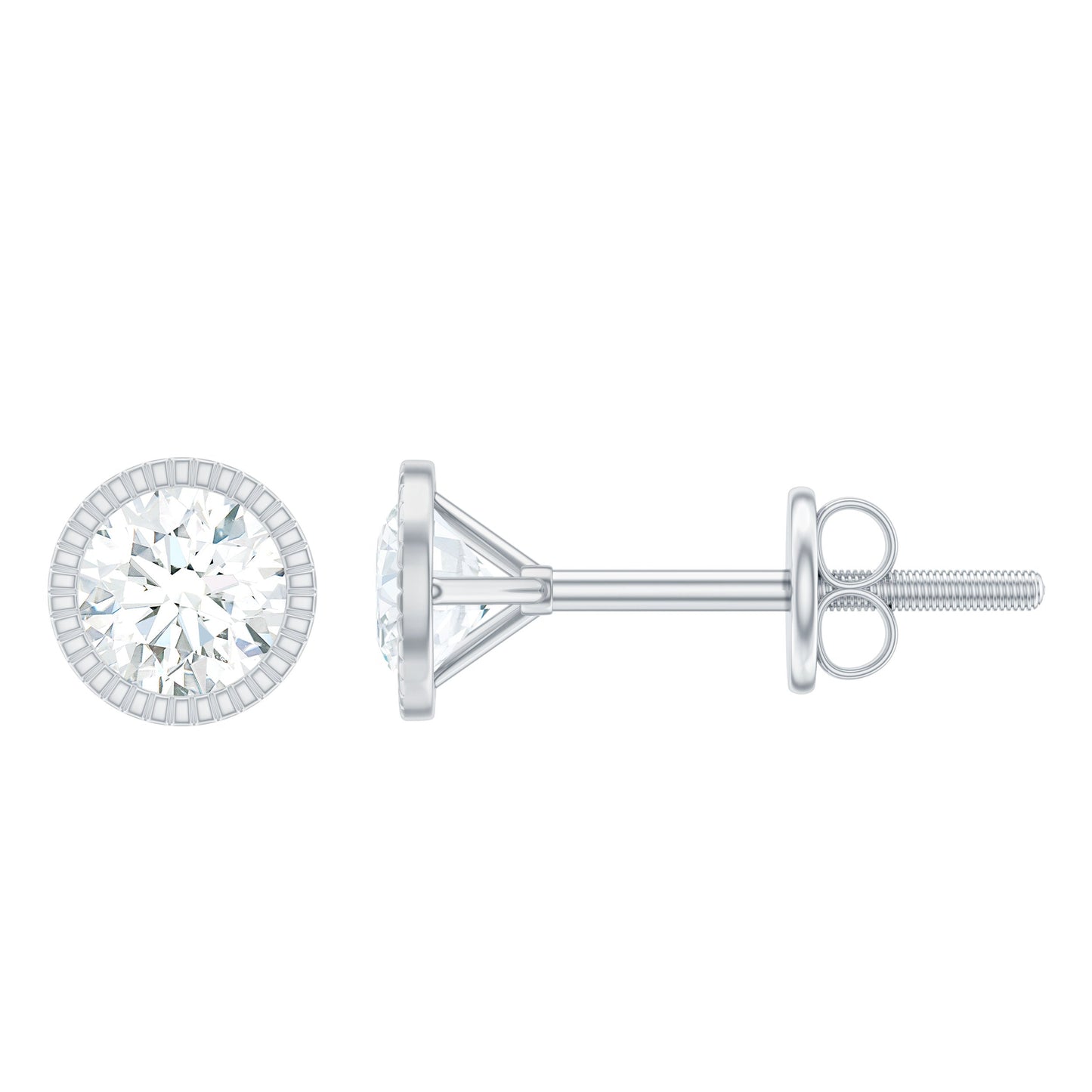 Minimalist Moissanite Stud Earrings in Martini Setting