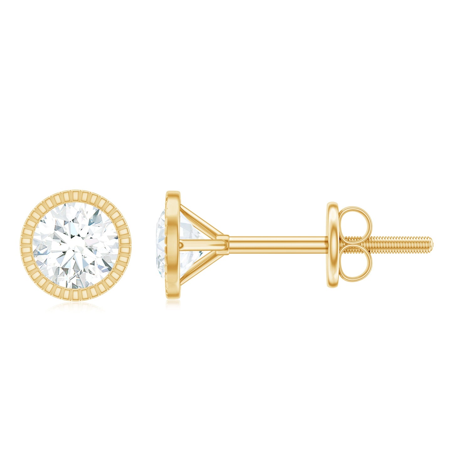 Minimalist Moissanite Stud Earrings in Martini Setting