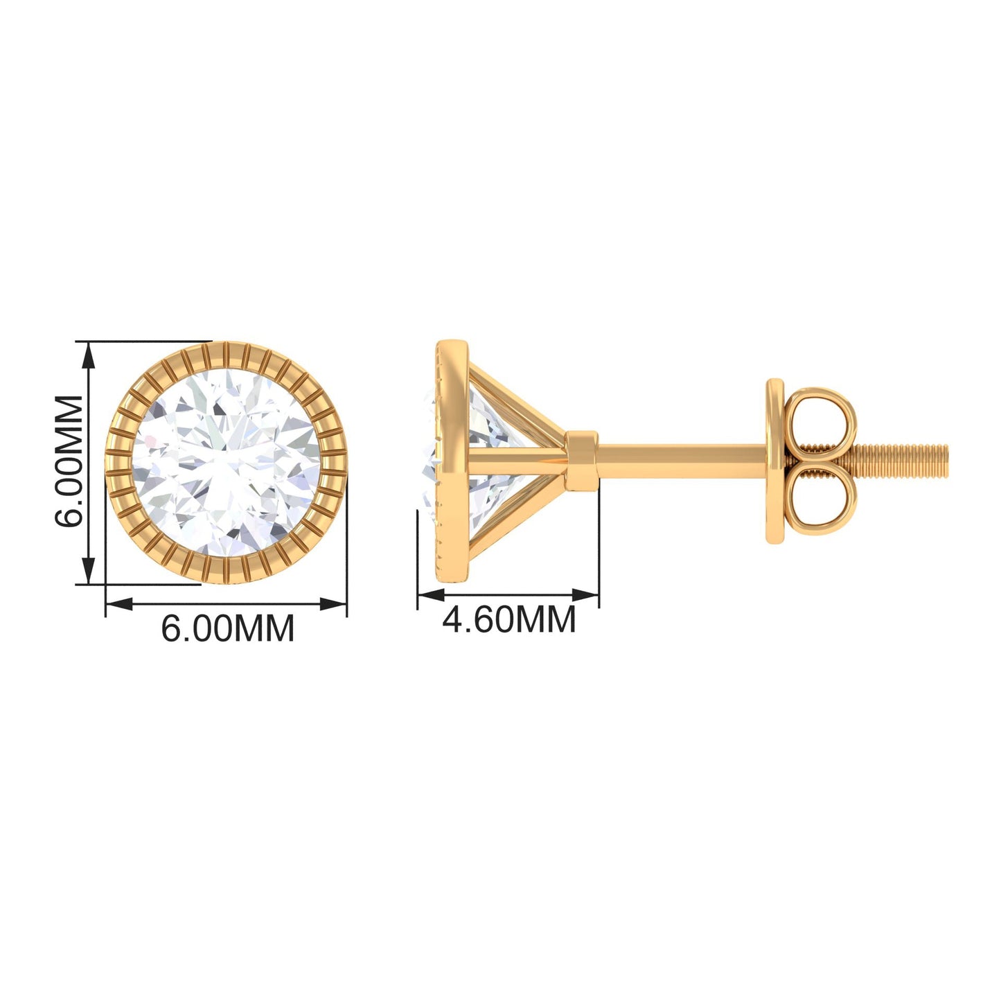 1 CT Moissanite Martini Stud Earrings for Women