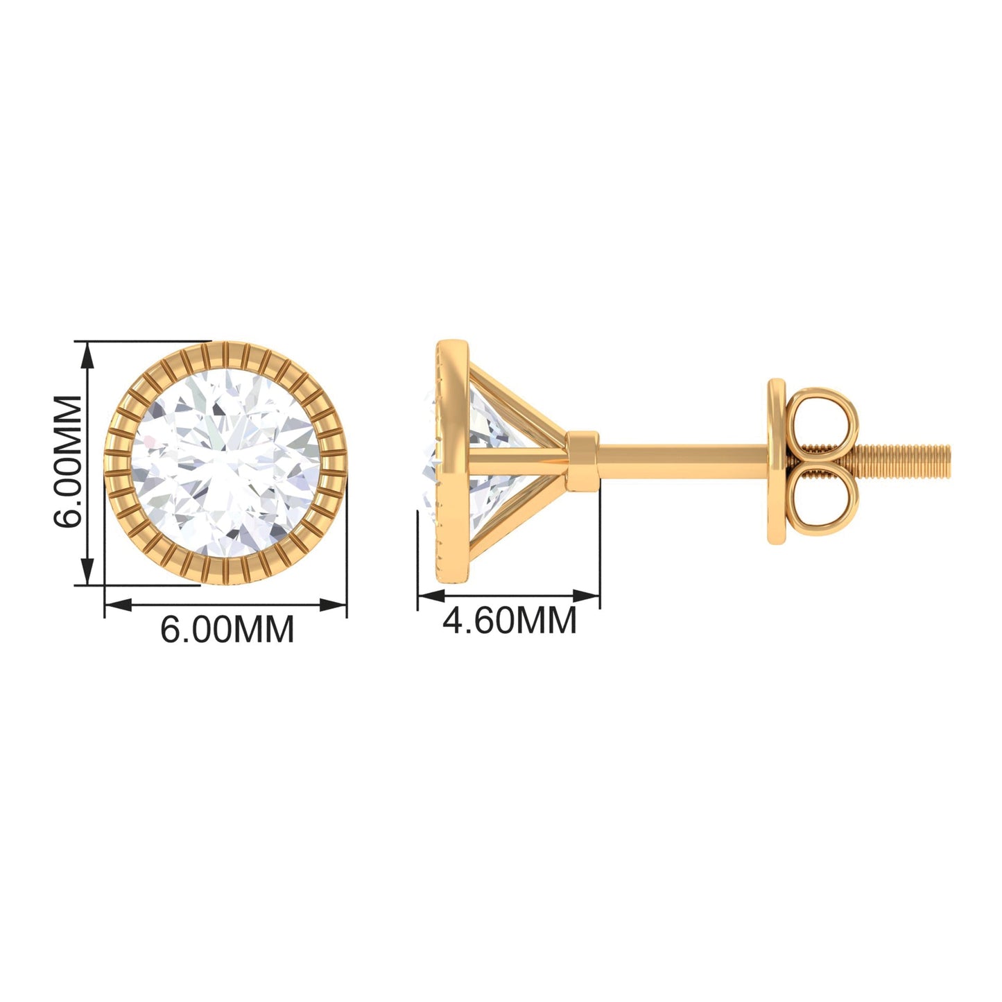 1 CT Moissanite Martini Stud Earrings for Women