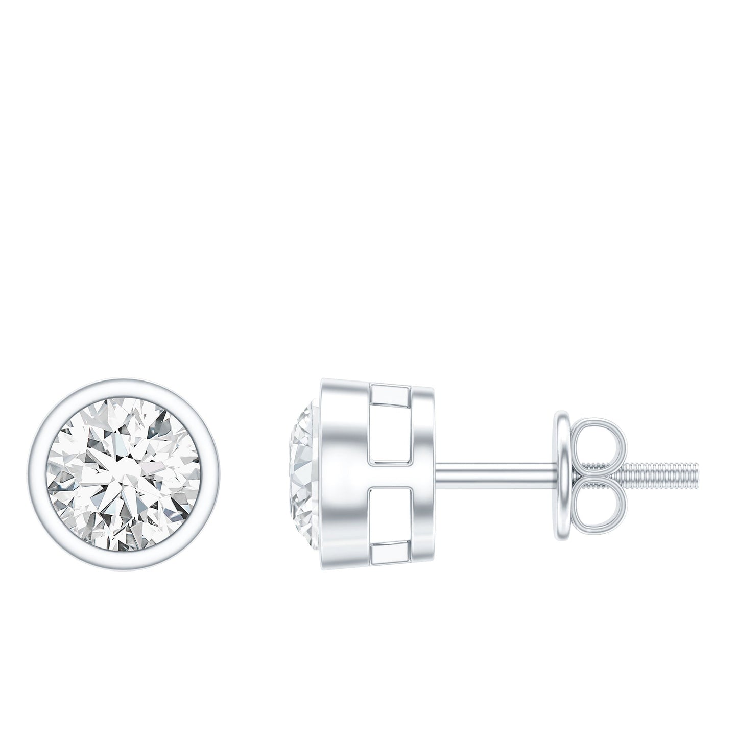 Bezel Set Round Cut Moissanite Stud Earrings