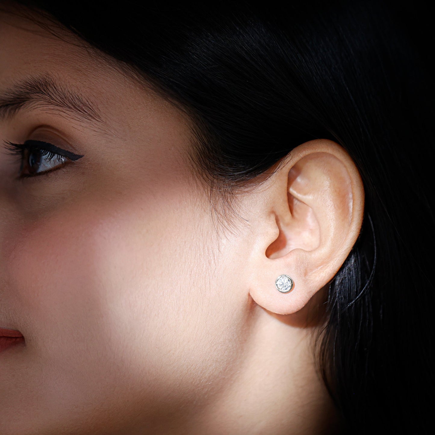 Bezel Set Round Cut Moissanite Stud Earrings