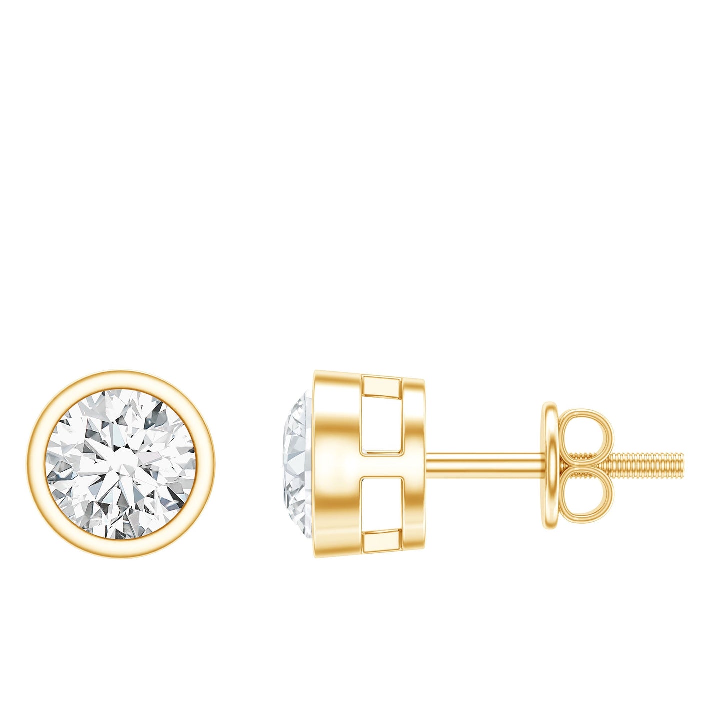 Bezel Set Round Cut Moissanite Stud Earrings