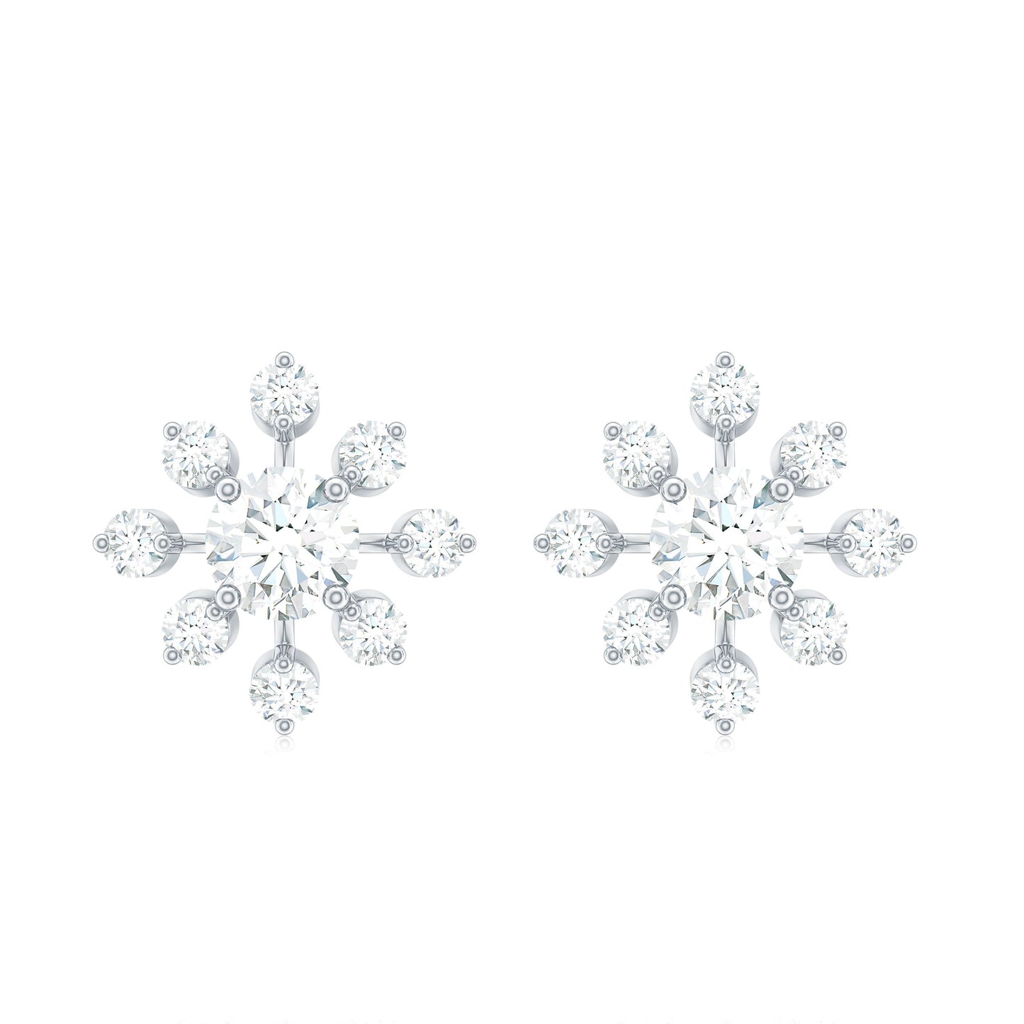 Moissanite Snowflake Stud Earrings with Certificate