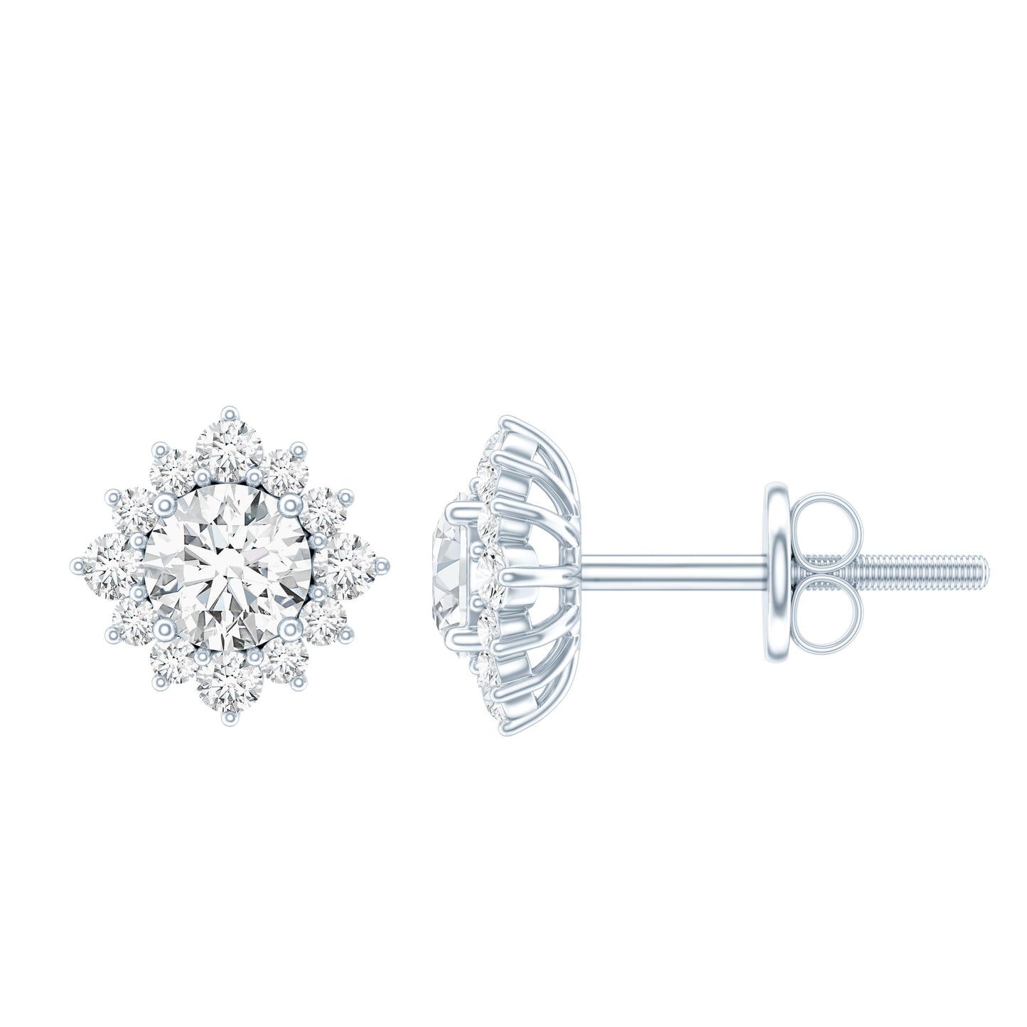 Classic Moissanite Stud Earrings with Halo