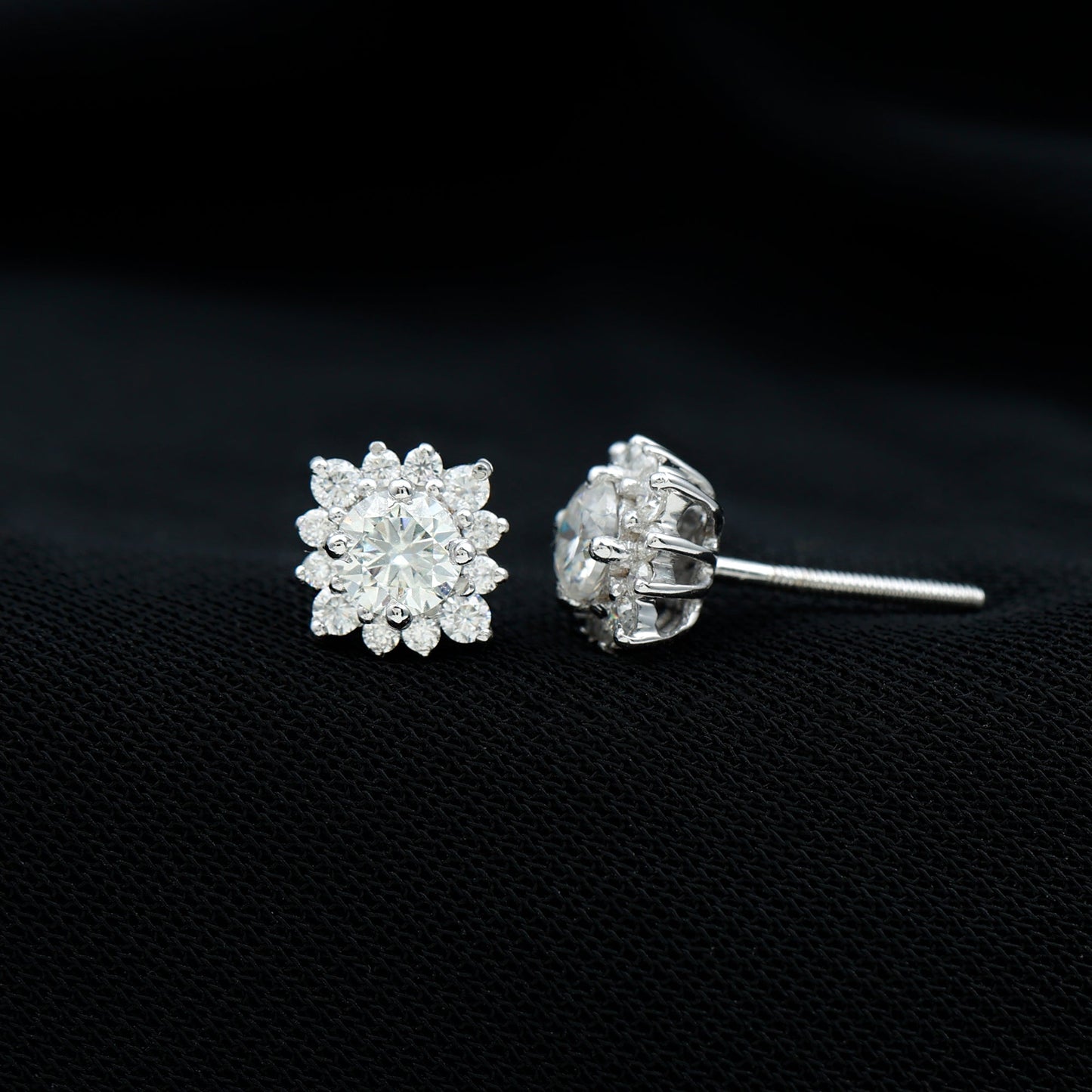 Classic Moissanite Stud Earrings with Halo