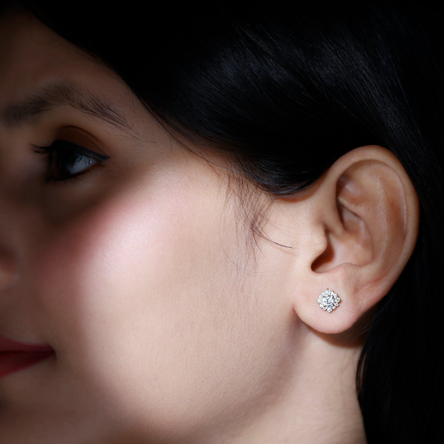 Classic Moissanite Stud Earrings with Halo