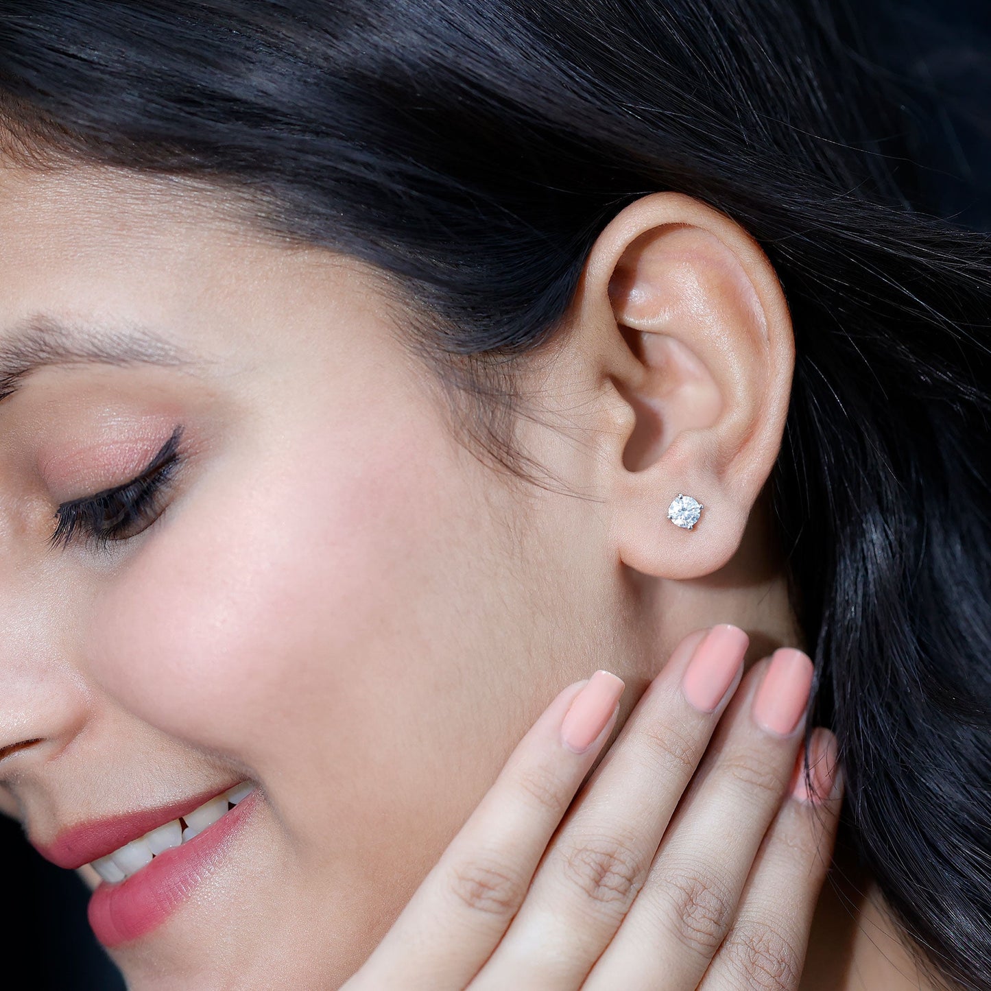Silver Moissanite 1 Carat Stud Earring