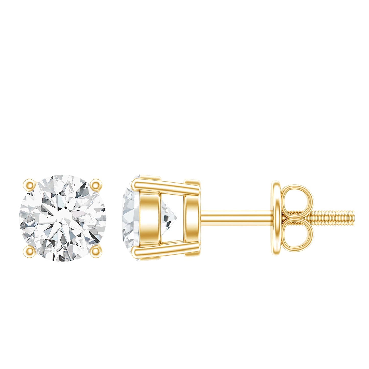 1 Carat Round Moissanite Solitaire Screw Back Stud Earrings