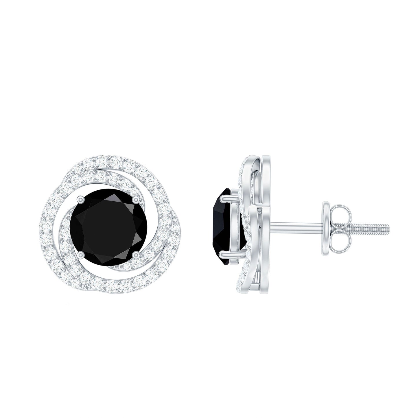 Lab Created Black Diamond Spiral Earrings with Diamonds