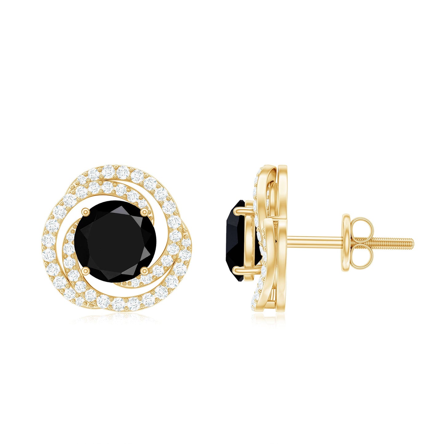 Lab Created Black Diamond Spiral Earrings with Diamonds