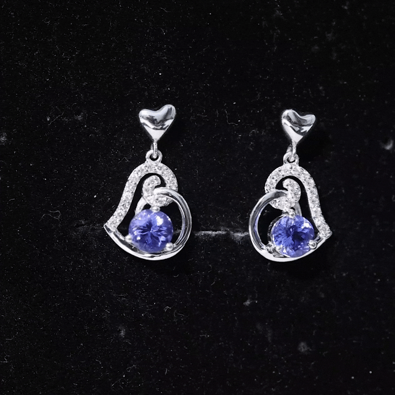 1 Carat Tanzanite and Diamond Heart Drop Earrings