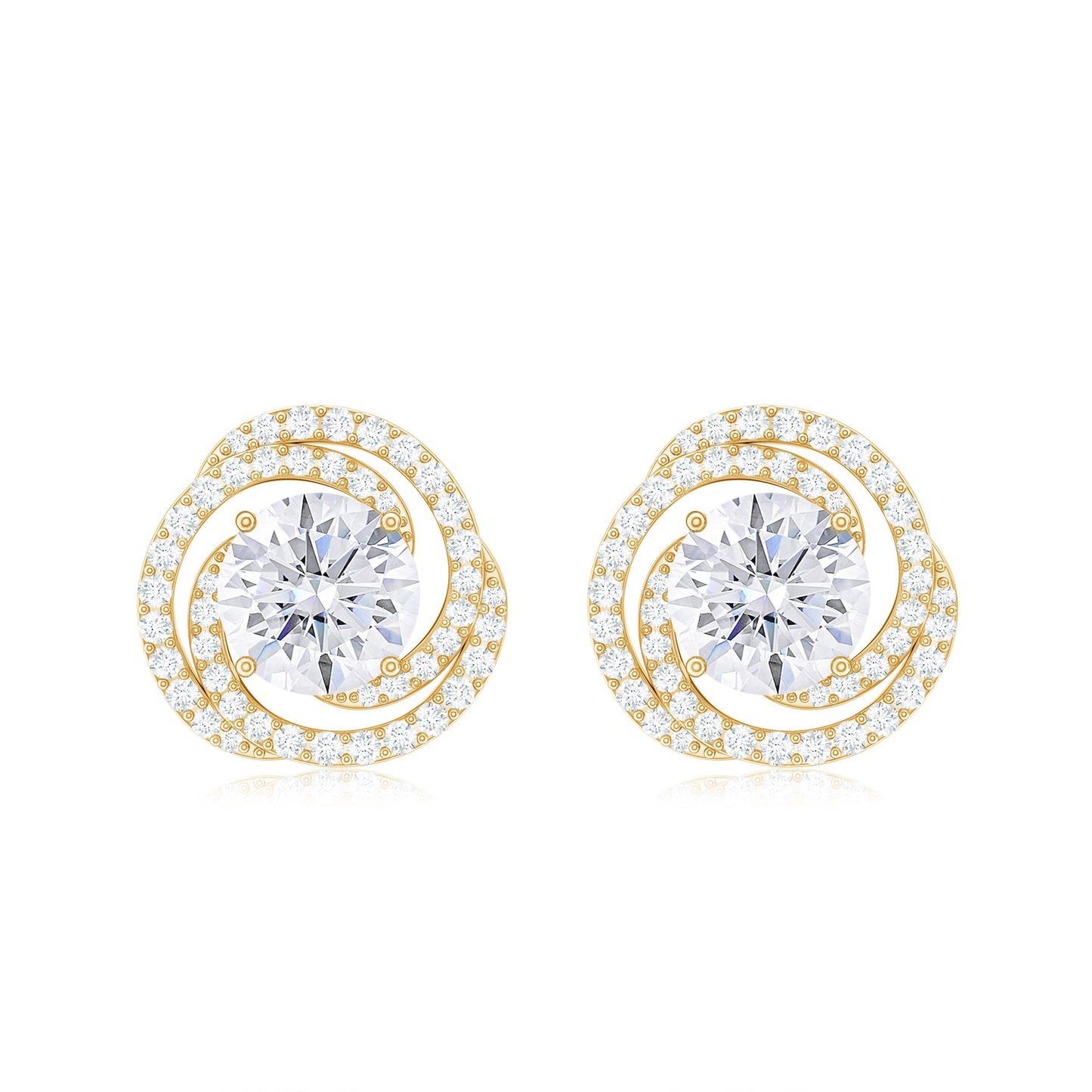 1.9 Carat Moissanite Swirl Stud Earrings with Screw Backs