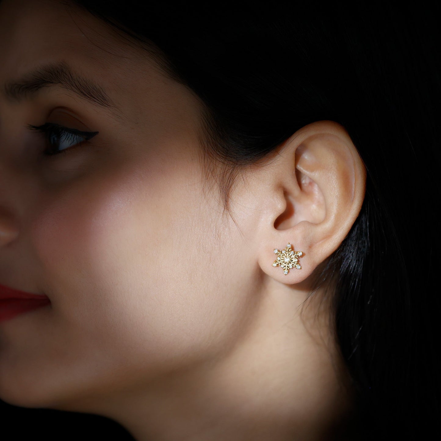 Certified Moissanite Snowflake Stud Earrings For Christmas