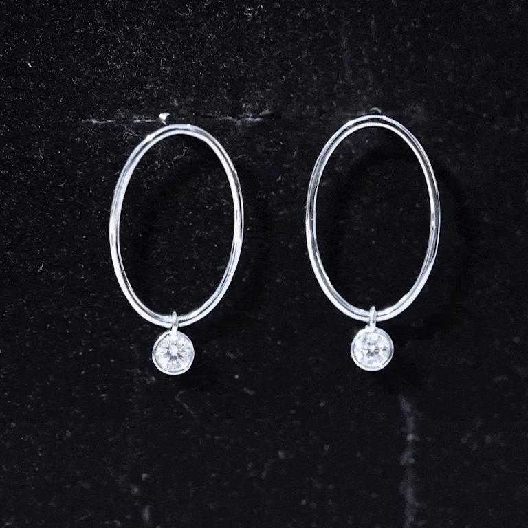 Bezel Set Moissanite Front Facing Hoop Drop Earrings