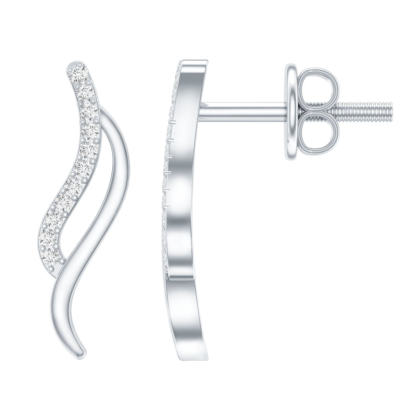 Prong Set Diamond Leaf Stud Earrings for Women