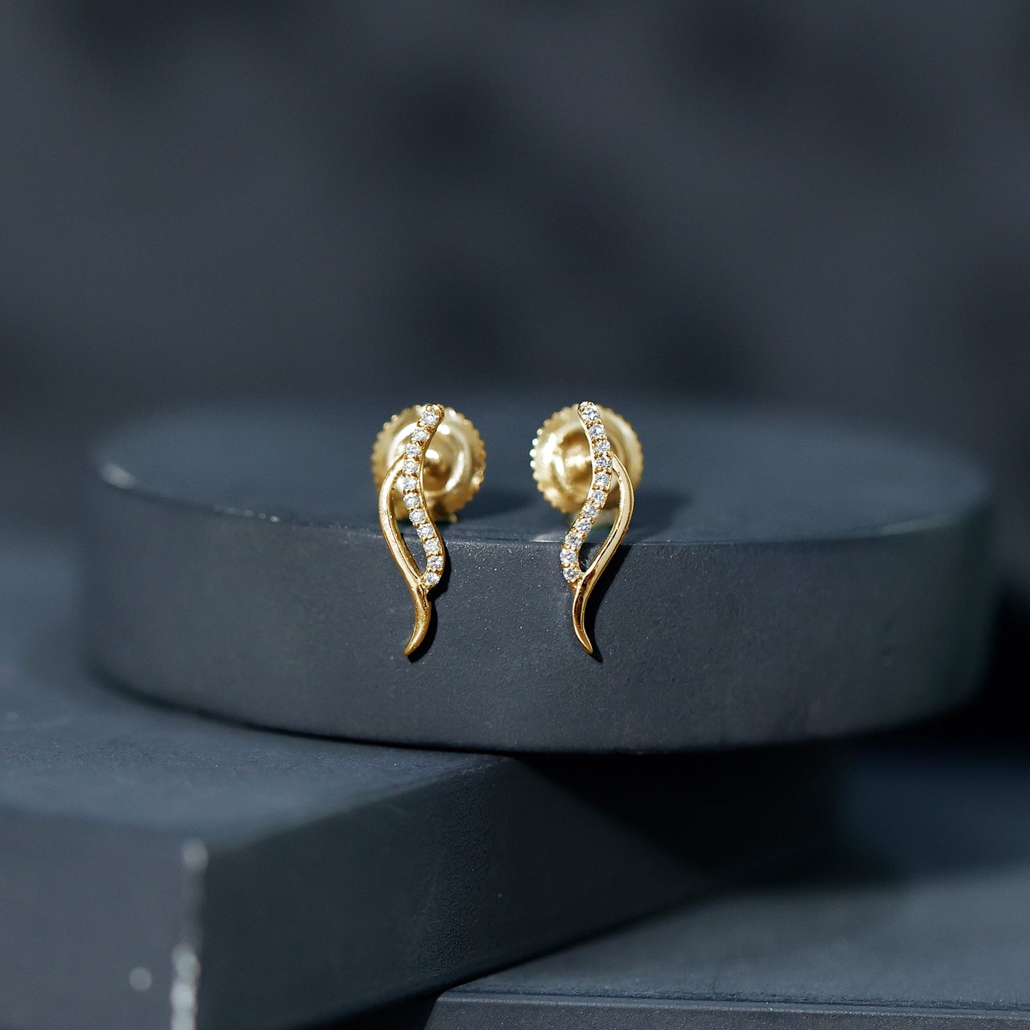 Prong Set Diamond Leaf Stud Earrings for Women