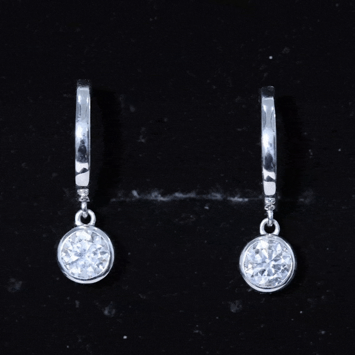 Bezel Set Moissanite and Hinged Hoop Earrings
