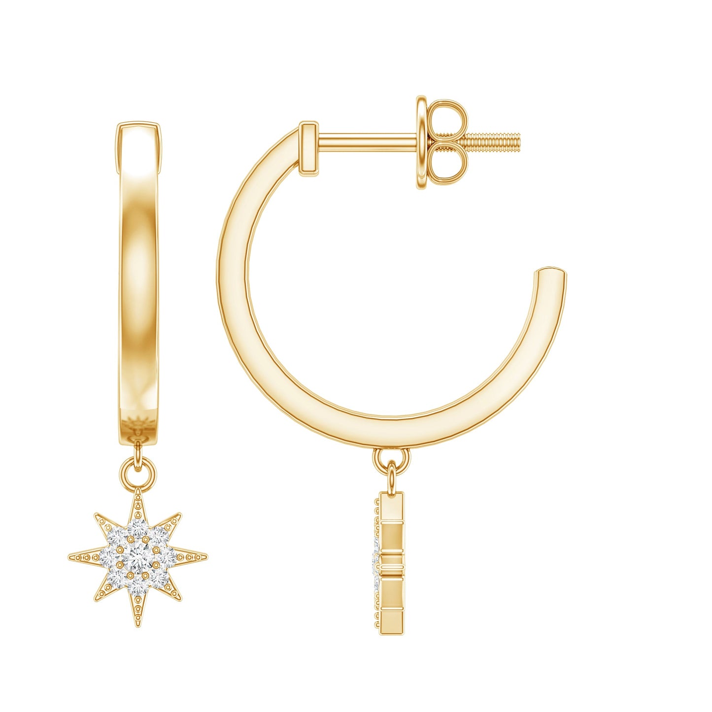 Certified Diamond Star Drop Earrings