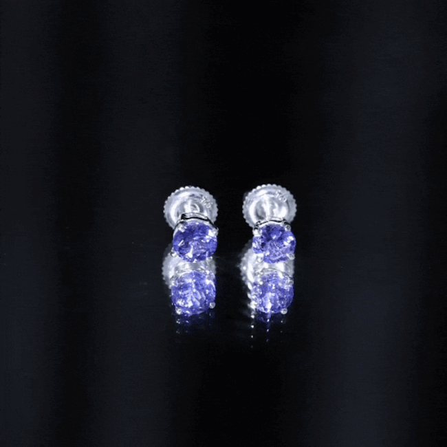 1 Carat Round Cut Tanzanite Stud Earrings for Women