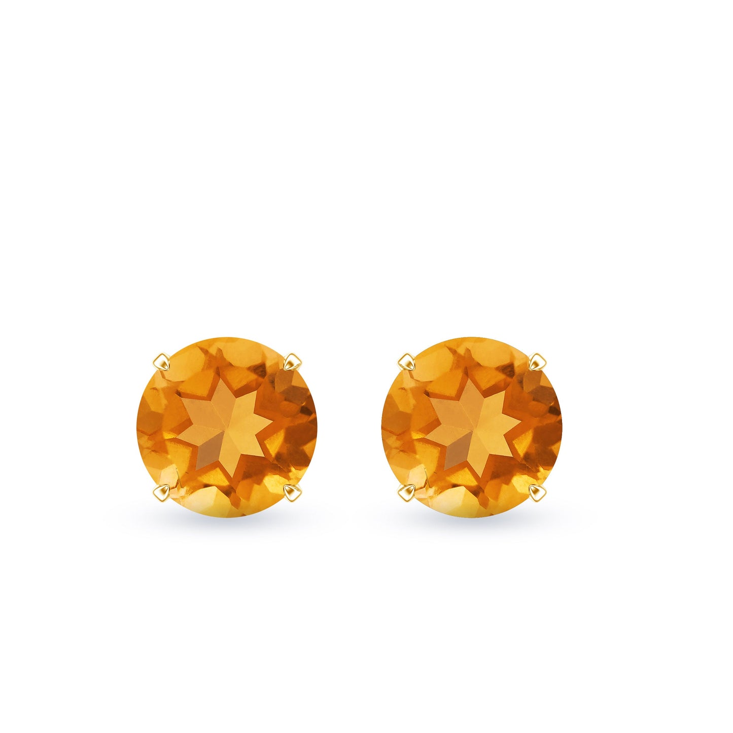 1 CT Round Cut Citrine Solitaire Stud Earrings with Certificate