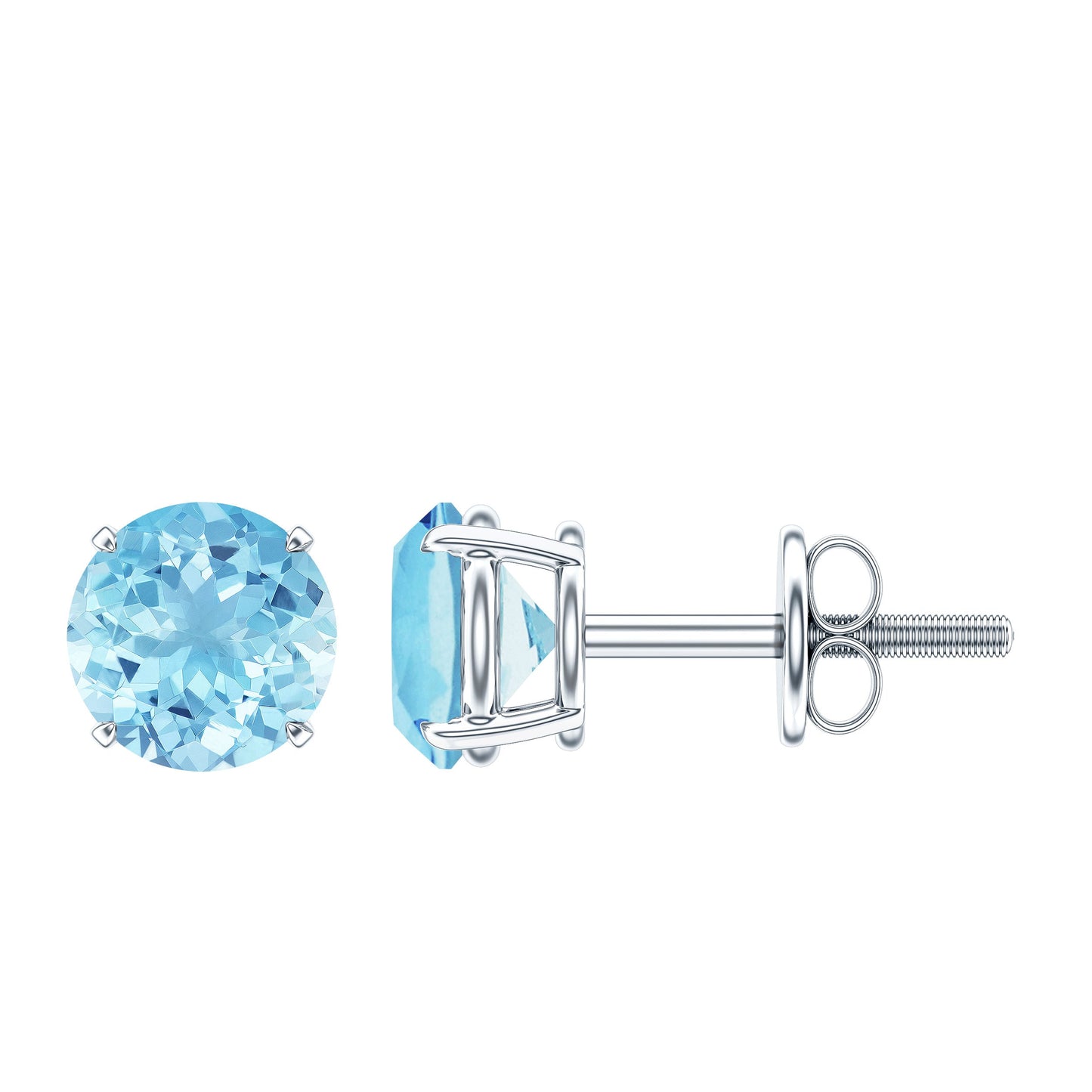 Certified Natural Aquamarine Everyday Earrings with Screw Back