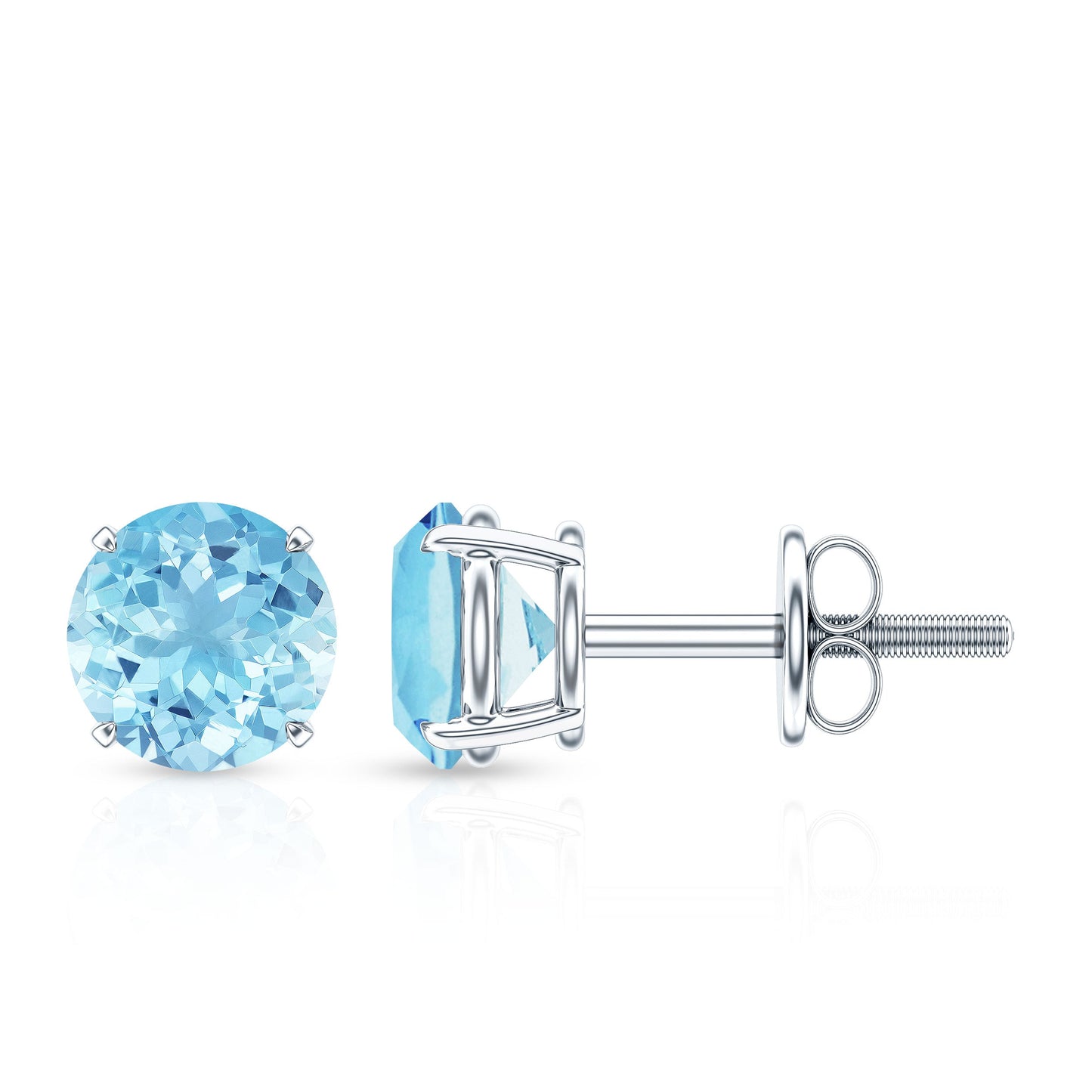 Certified Natural Aquamarine Everyday Earrings with Screw Back