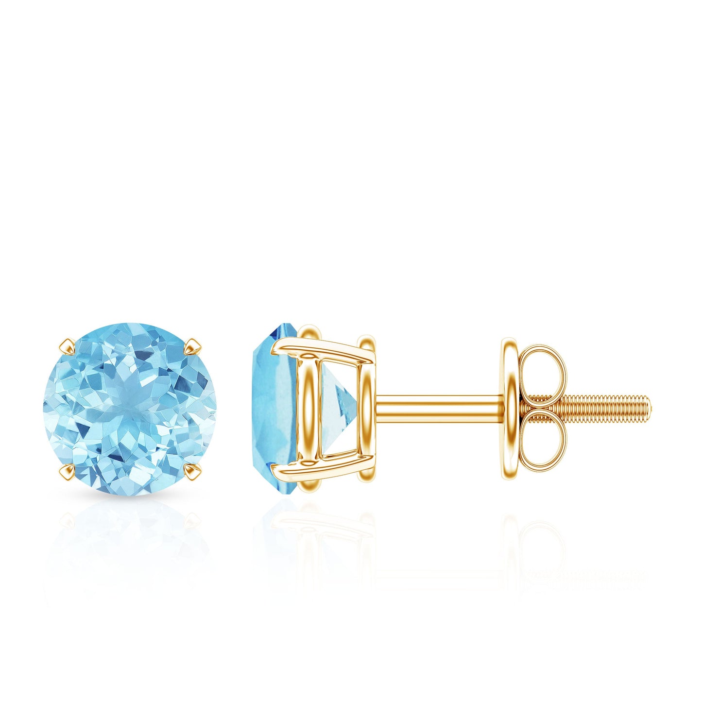 Certified Natural Aquamarine Everyday Earrings with Screw Back