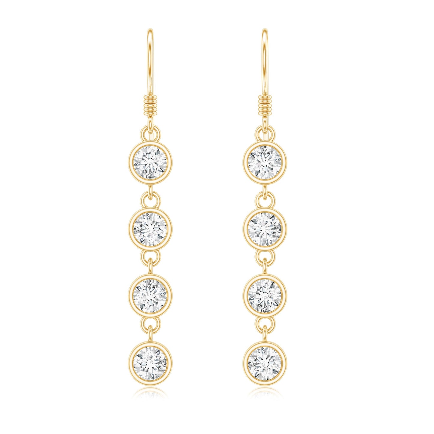 Bezel Set Round Moissanite Simple Dangle Earrings