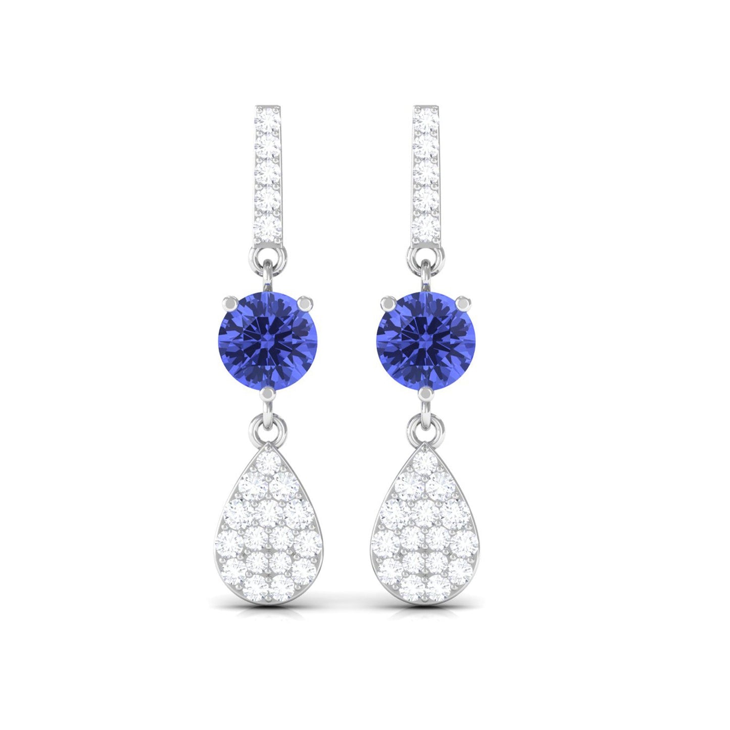 1 Carat Classic Tanzanite Dangle Drop Earrings with Diamond Accent