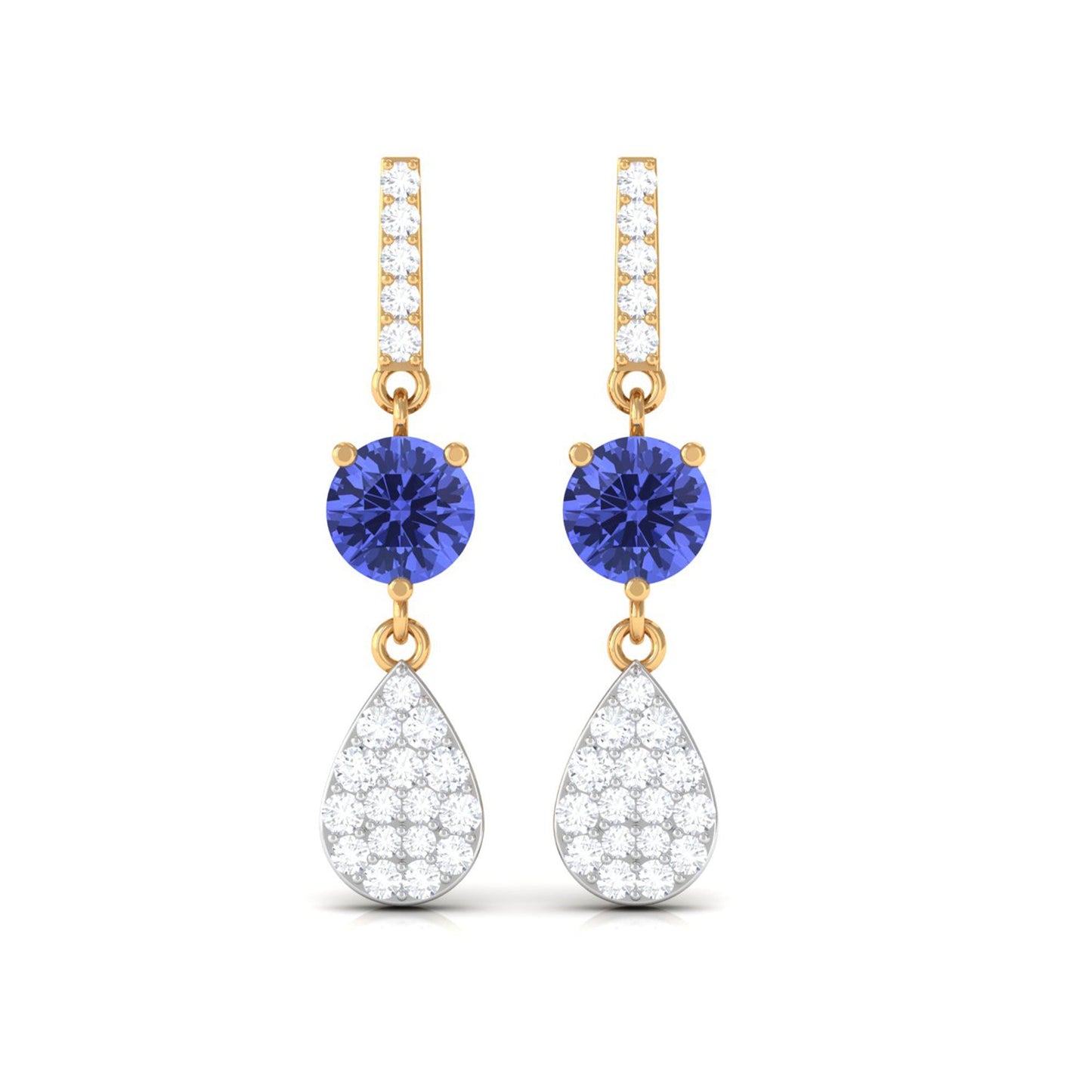 1 Carat Classic Tanzanite Dangle Drop Earrings with Diamond Accent