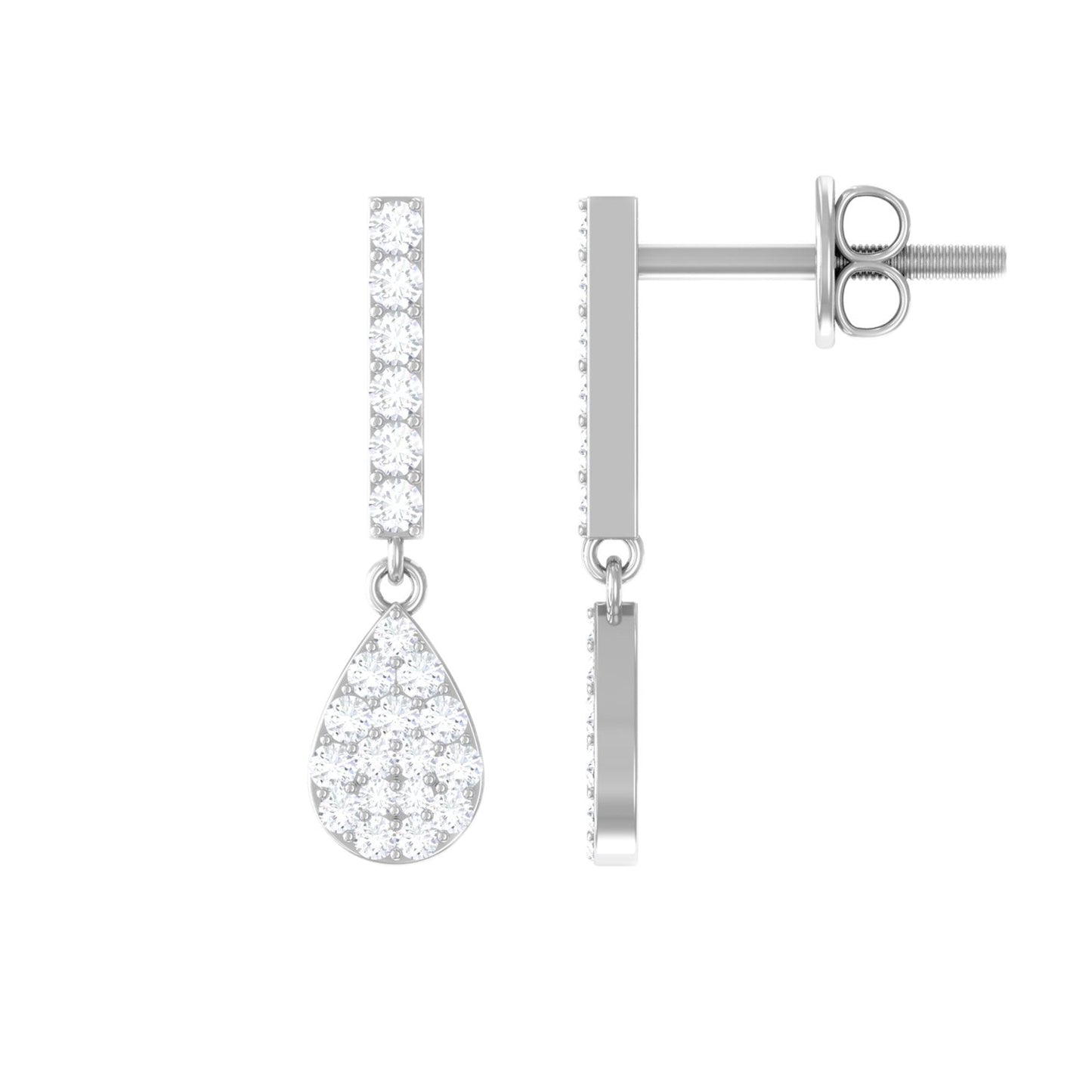 Round Diamond Dangle Drop Earrings for Women