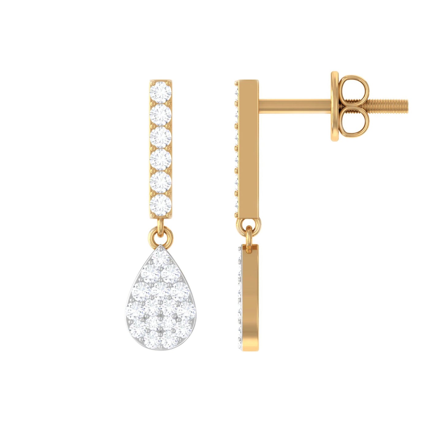 Round Diamond Dangle Drop Earrings for Women