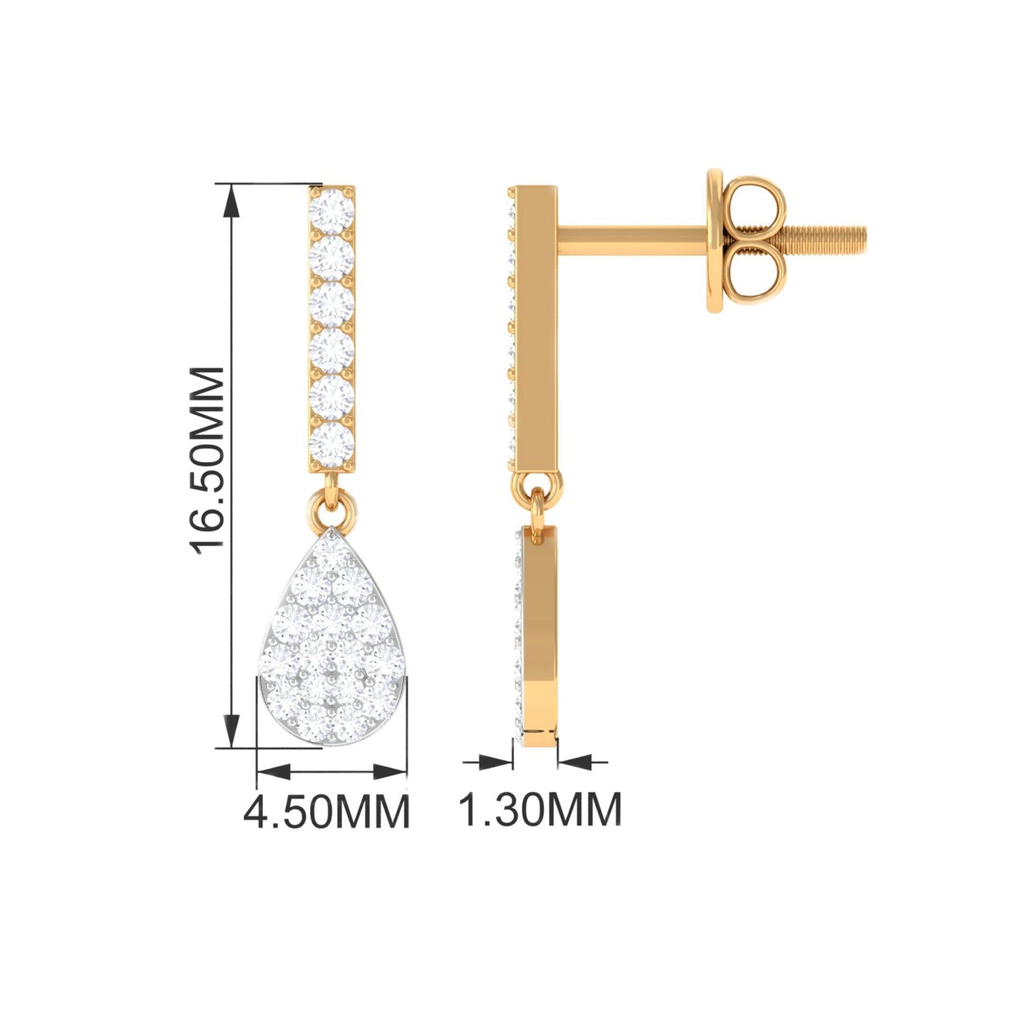 Round Diamond Dangle Drop Earrings for Women