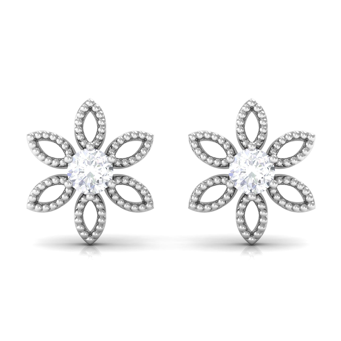 Natural Diamond Flower Stud Earrings with Certificate