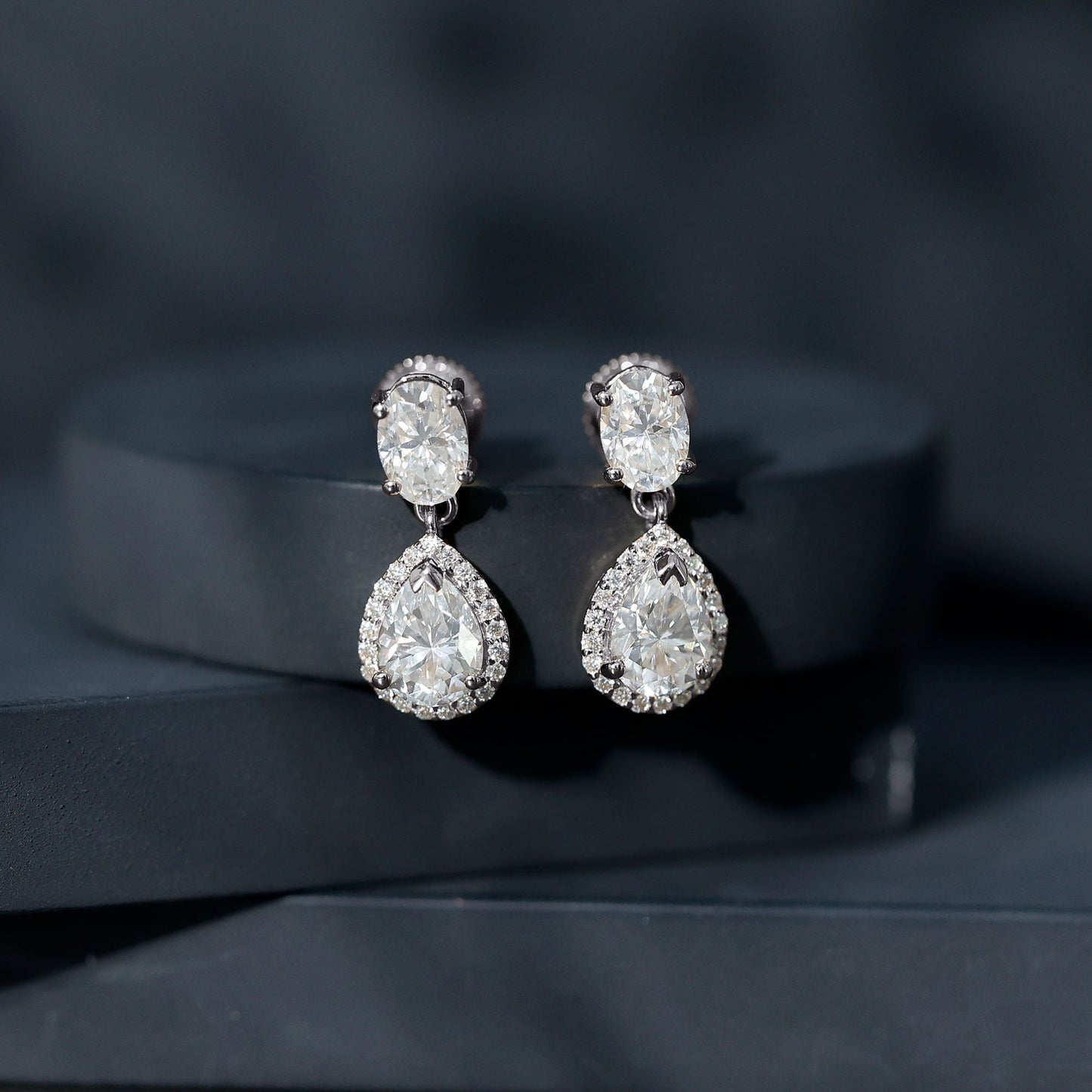 Certified Moissanite Teardrop Bridal Earrings