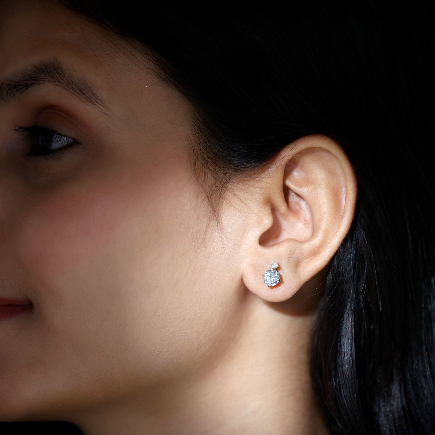 Simple Round Moissanite Stud Earrings