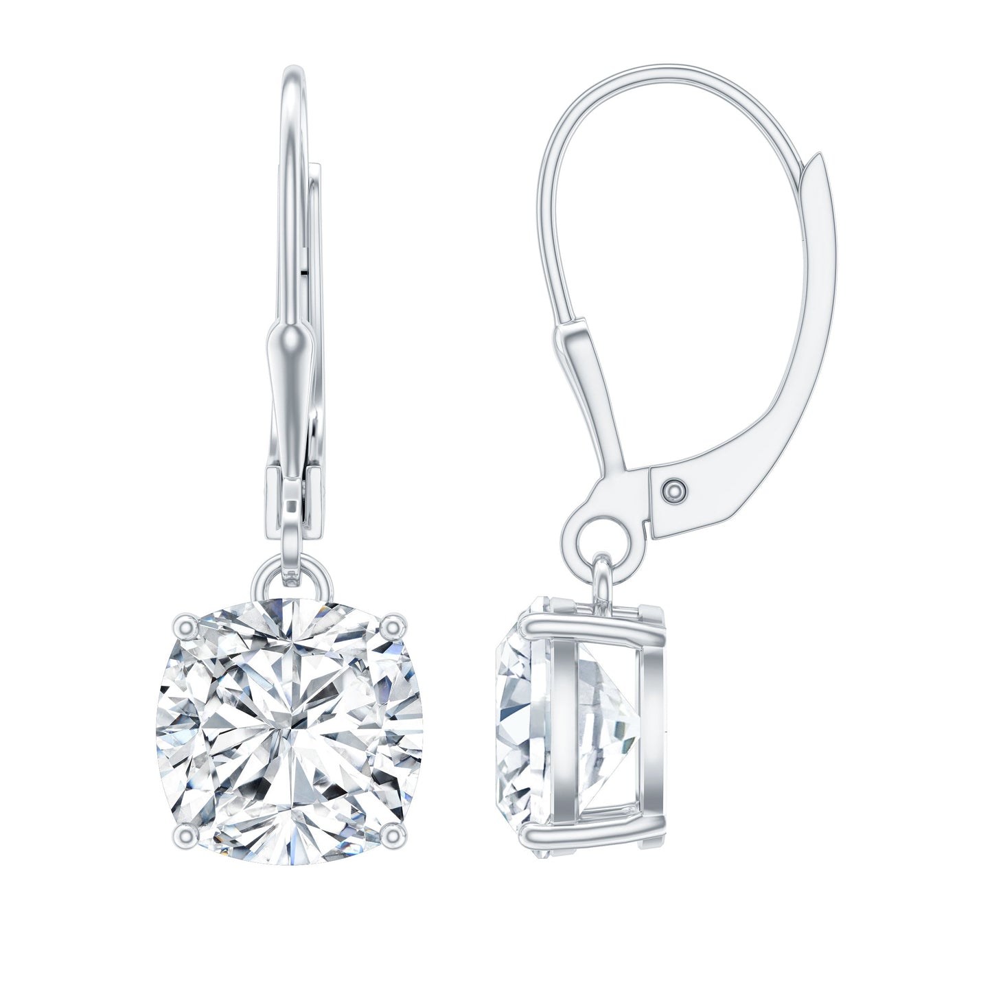 Certified 6 Carat Cushion Cut Moissanite Drop Earrings