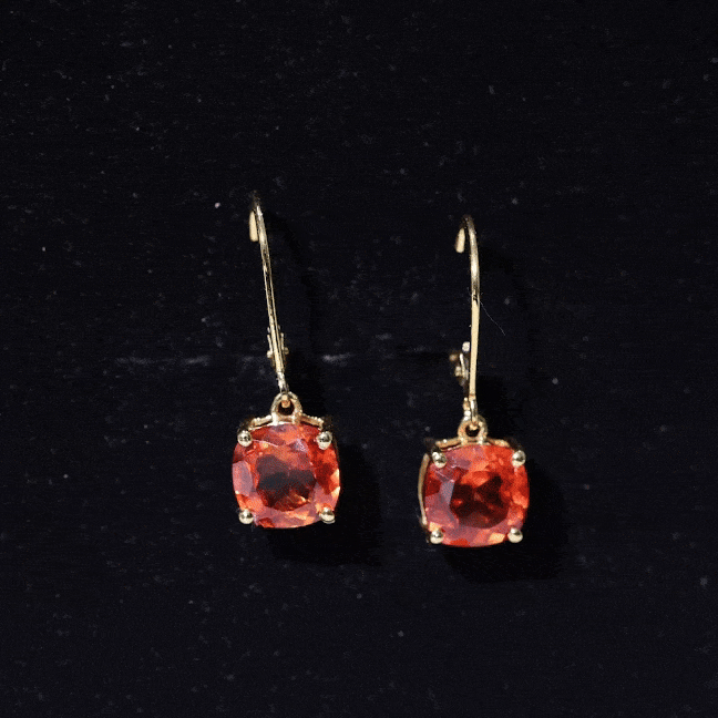5.5 CT Cushion Cut Lab Created Orange Sapphire Drop Earrings