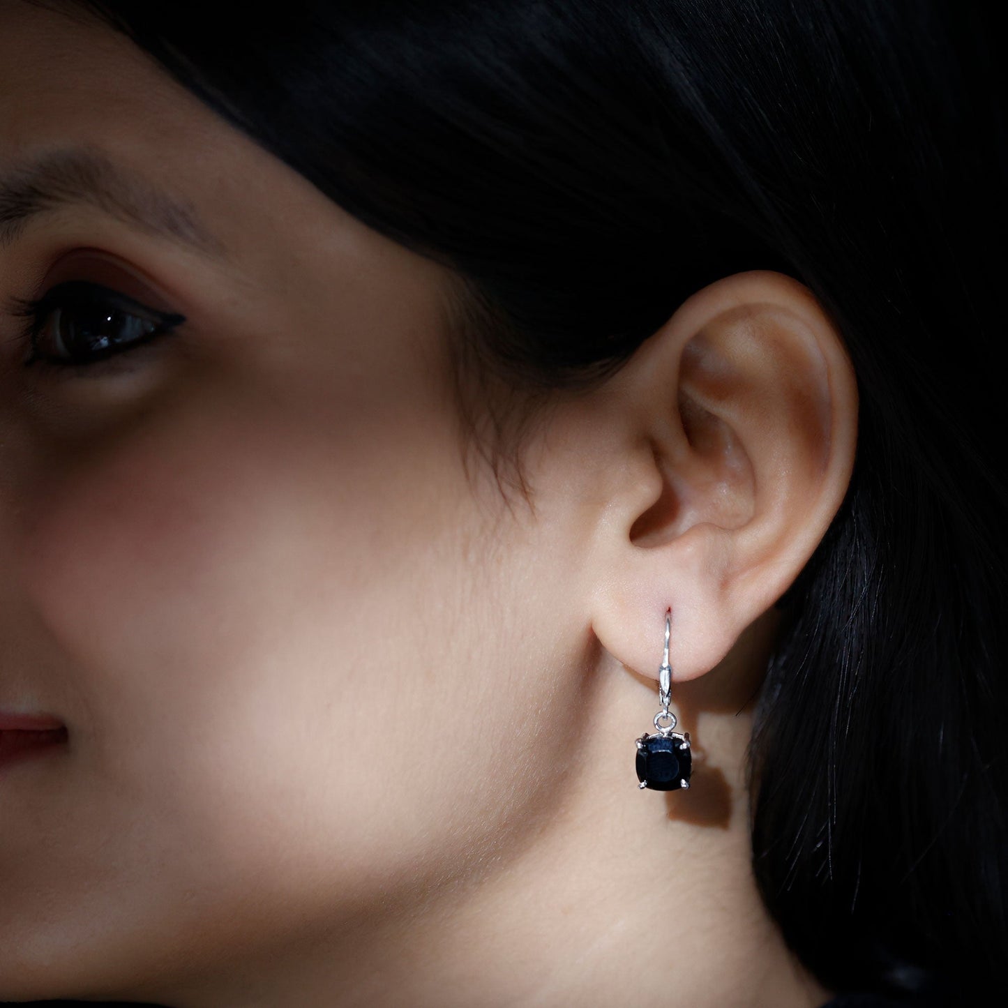Lab Created Black Diamond Drop Earrings with Lever Back