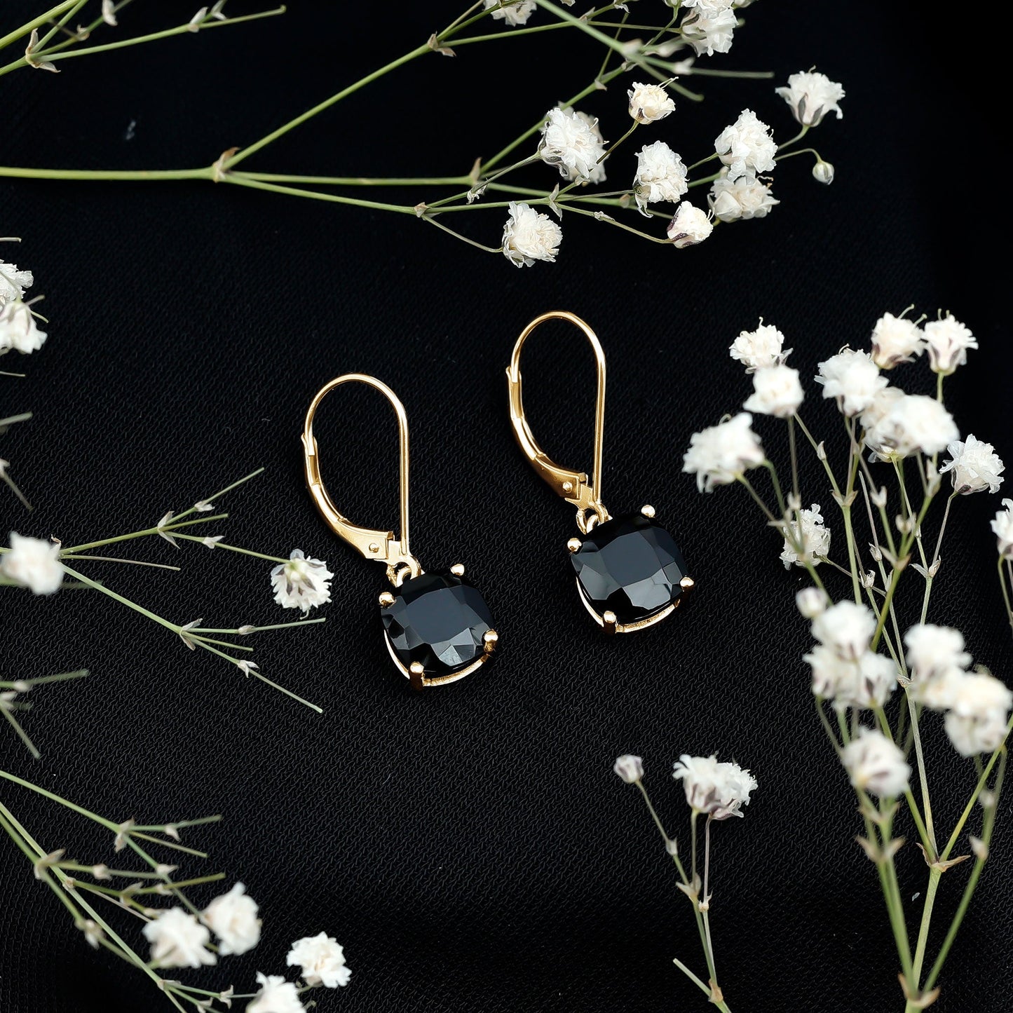 Lab Created Black Diamond Drop Earrings with Lever Back