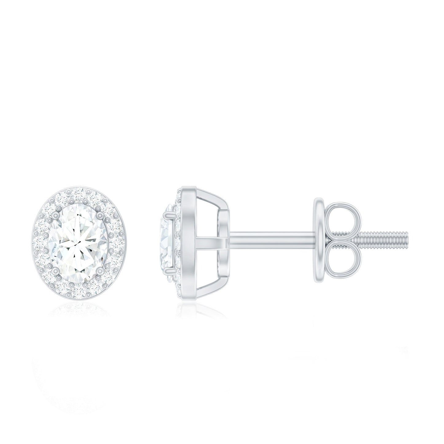 Halo Diamond Earrings With Screw Back